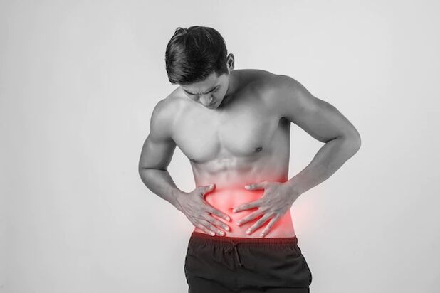 Pain in men with cystitis. 